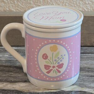 Hallmark Mug Mates 1988 “Love You Mom” Ceramic Mug w/ Lid Vintage Made in Japan